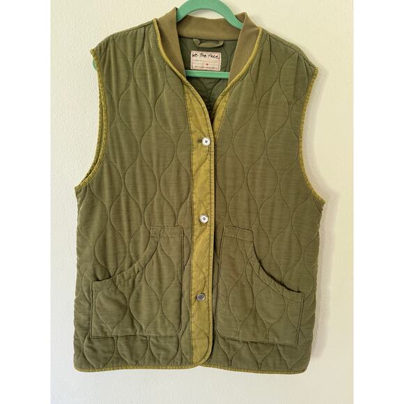 Free People We The Free Billy Quilted Military Vest- Army Olive Green size M - Picture 2 of 6